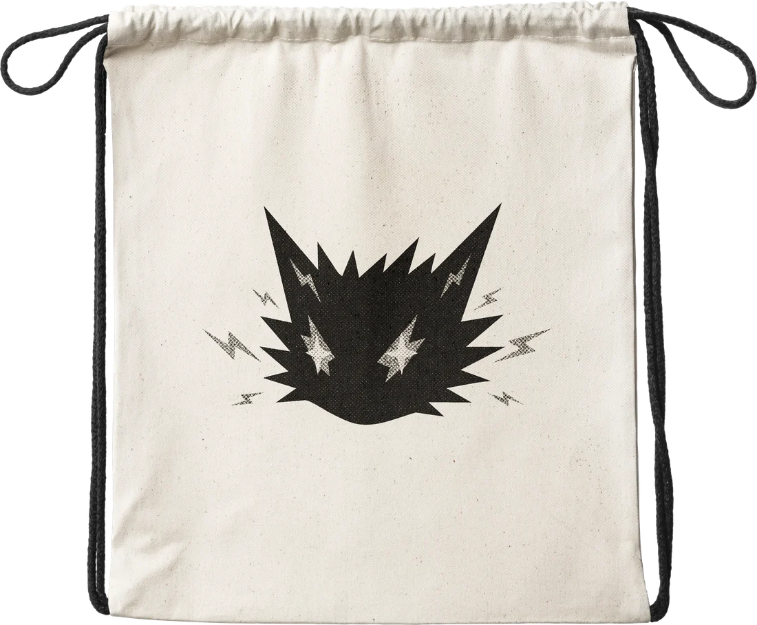 Cream drawstring bag with the cat