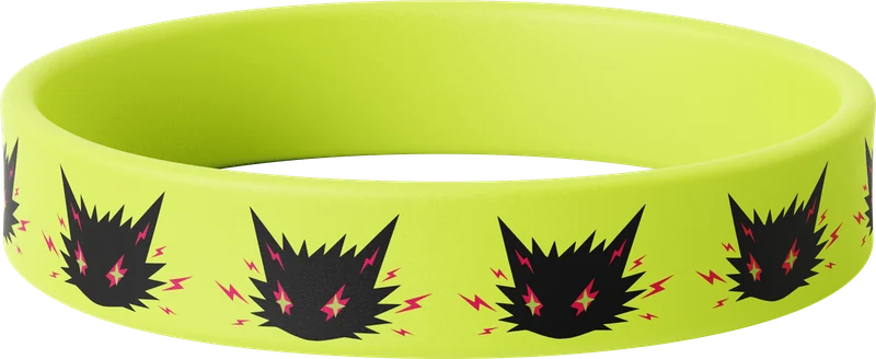 Acid green wristband with cats